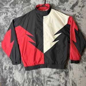Speed Zone Mens Windbreaker Jacket Red White X-Large Polyester Long Sleeve